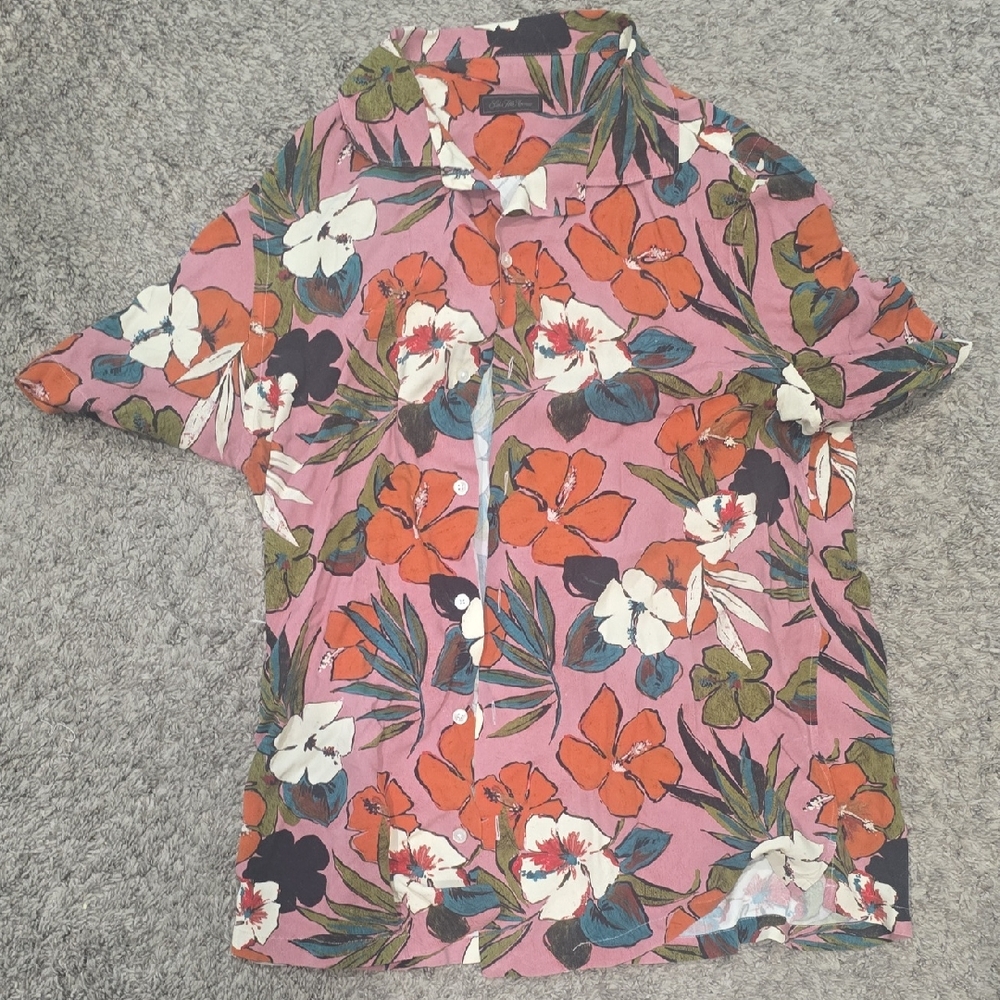 Saks Fifth Avenue Men's Floral Shirt - Pink and Red